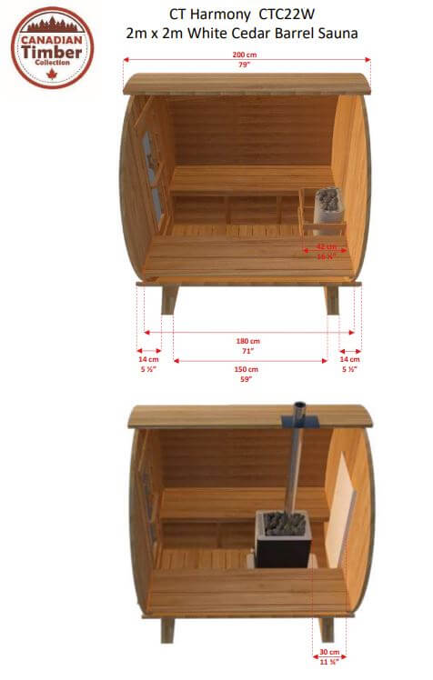 Canadian Timber Harmony Outdoor Barrel Sauna by Dundalk LeisureCraft