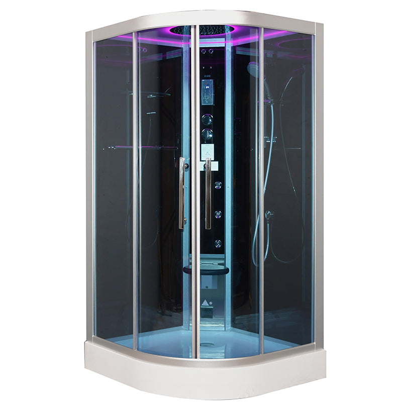 Platinum DZ901L 1 Person with Dual Sliding Doors Corner Steam Shower - Black