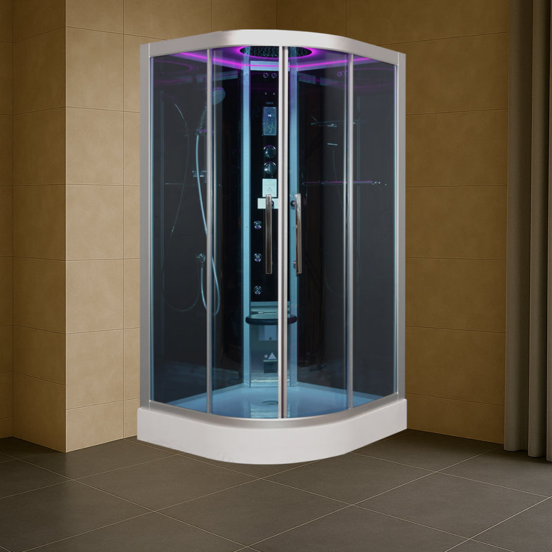 Platinum DZ901L 1 Person with Dual Sliding Doors Corner Steam Shower - Black