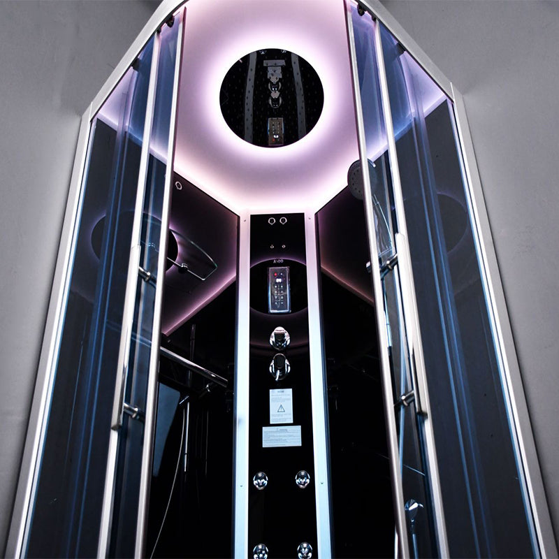Platinum DZ901L 1 Person with Dual Sliding Doors Corner Steam Shower - Black