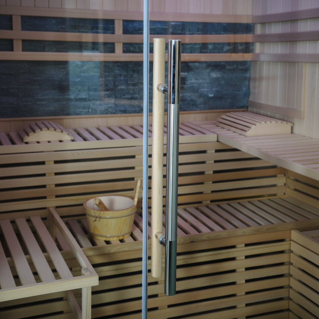 Sunray Galaxie 4 Person Indoor Traditional Sauna with Double Bench and 6kW Harvia Heater