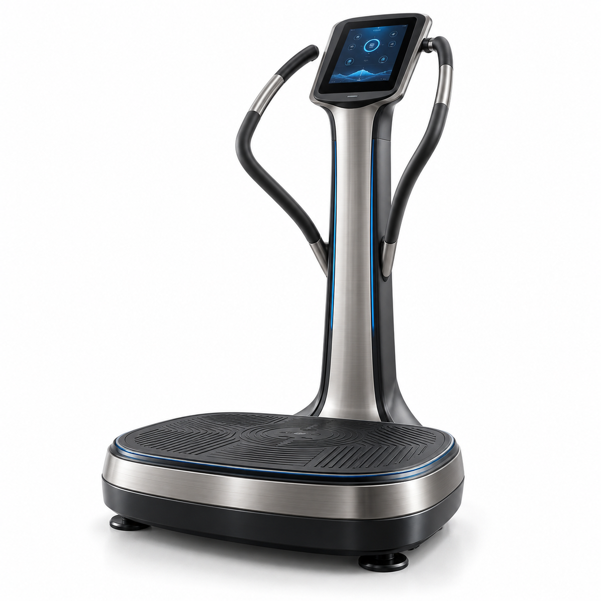  vibration machine for balance exercises, vibration platform with stability rails, muscle activation platform, low-impact vibration machine, wellness vibration equipment
