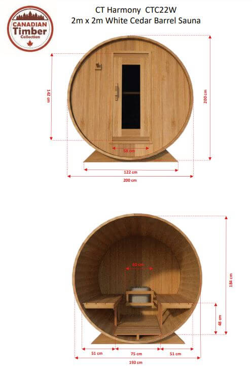 Canadian Timber Harmony Outdoor Barrel Sauna by Dundalk LeisureCraft