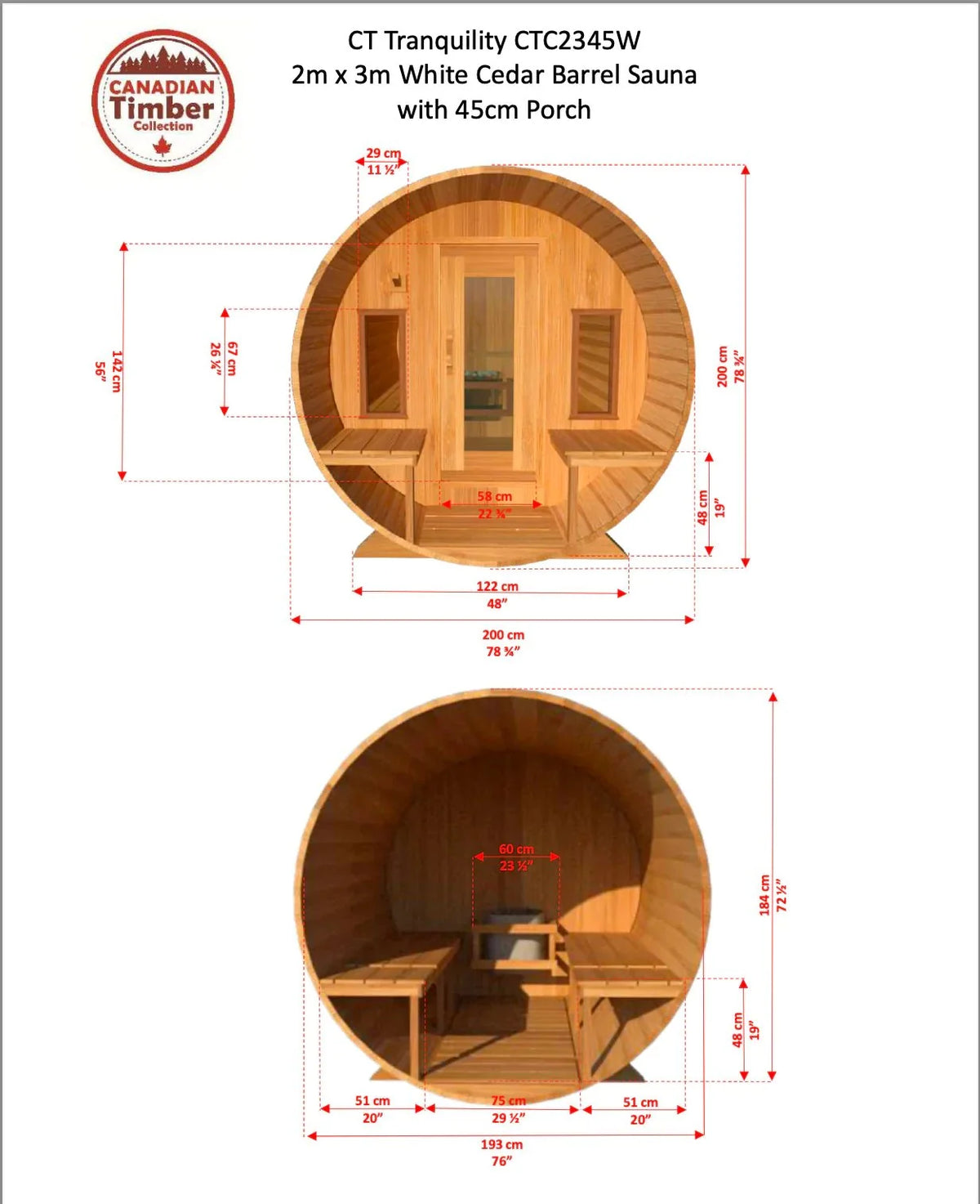Canadian Timber Tranquility Outdoor Barrel Sauna