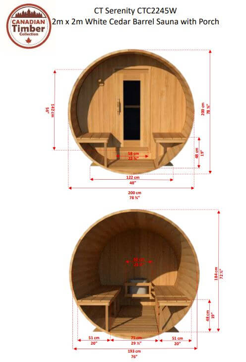Canadian Timber Serenity Outdoor Barrel Sauna