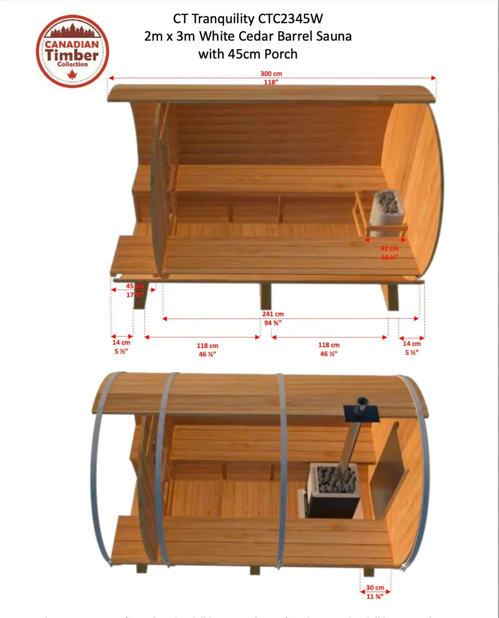 Canadian Timber Tranquility Outdoor Barrel Sauna