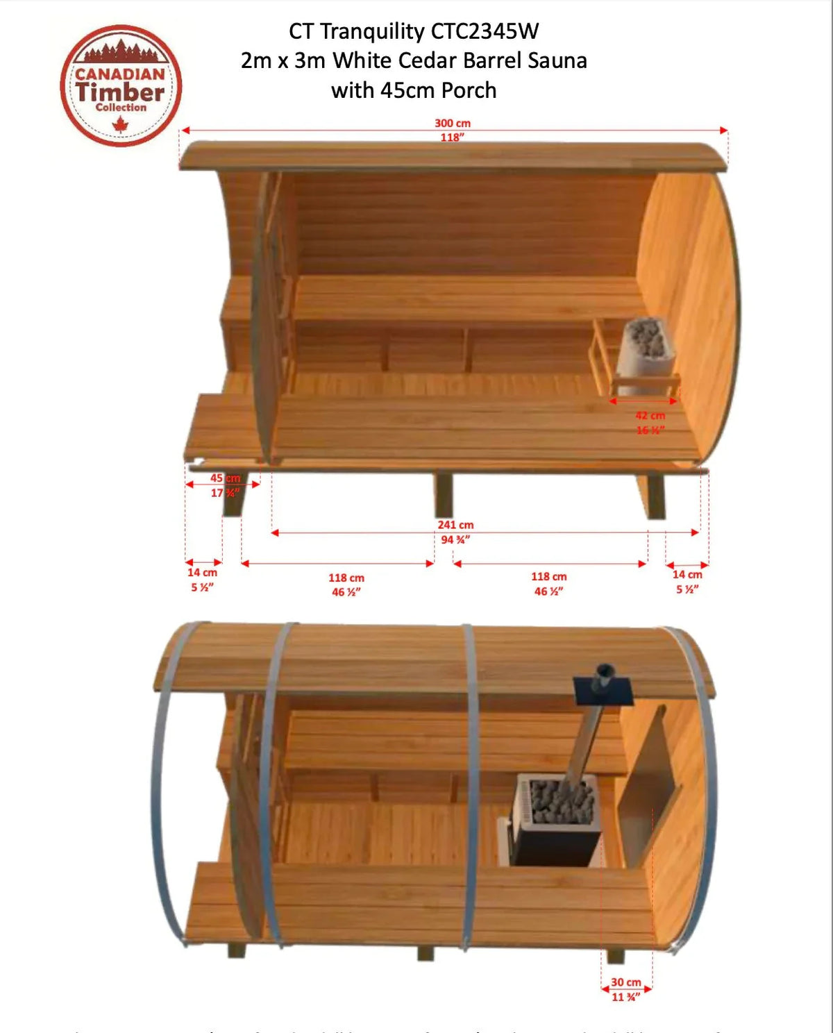Canadian Timber Tranquility Outdoor Barrel Sauna